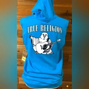 True Religion sleeveless Teal Hoodie